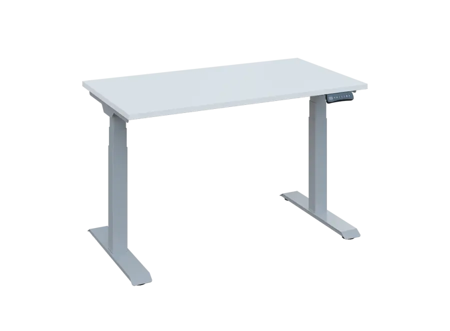 Fleximax 27-12 výškově nastavitelný stůl, kovová podnož stříbrná, deska 25 mm, široký 1200 mm, bílá